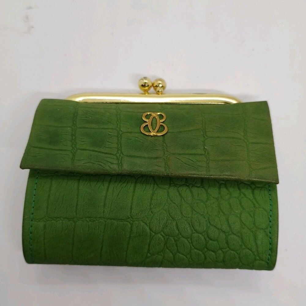 Lady Buxton Mini Wallet Coin Purse Green Alligator Grain Cowhide Vintage